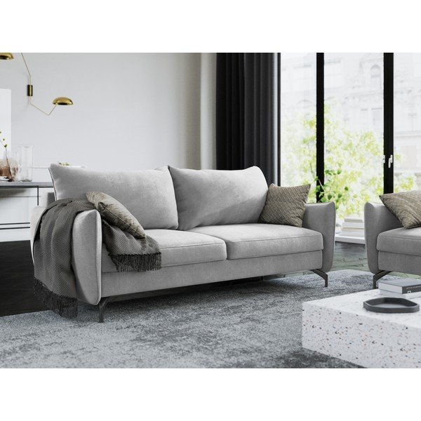 Canapea extensibilă cu tapițerie de catifea Interieurs 86 Stendhal, gri deschis-image-1