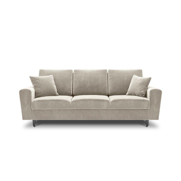 Canapea bej extensibilă, cu spațiu de depozitare cu tapițerie din catifea 235 cm Kyoto – Cosmopolitan Design