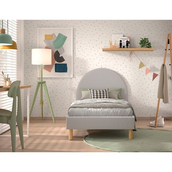 Pat single gri tapițat cu somieră 90x200 cm MOON – Vipack-image-3