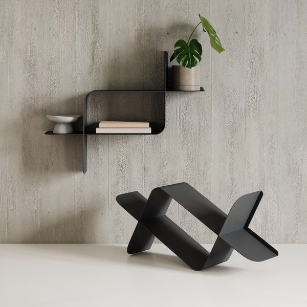 Rafturi negru-mat 2 buc. etajate din oțel 62 cm Montage – Umbra-image-2