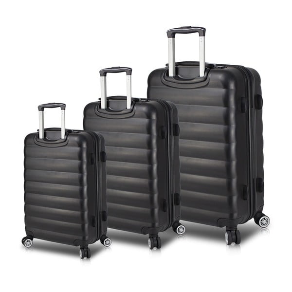 Set 3 valize cu roți și port USB My Valice RESSO Travel Set, negru