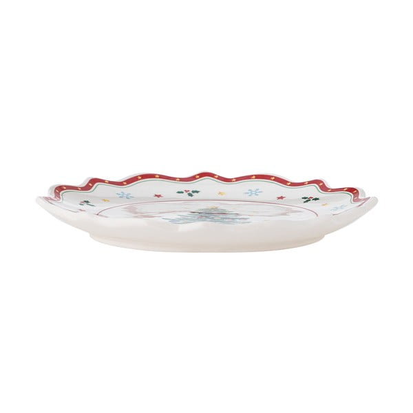 Farfurie roșie-crem pentru servire din ceramică ø 17 cm, cu model de Crăciun Naive – Bloomingville-image-3