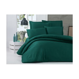 Lenjerie de pat din bumbac satinat și cearșaf Alisa, 200 x 220 cm, verde