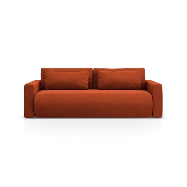 Canapea cărămizie extensibilă, cu spațiu de depozitare cu tapițerie din catifea 238 cm Belfast – Cosmopolitan Design