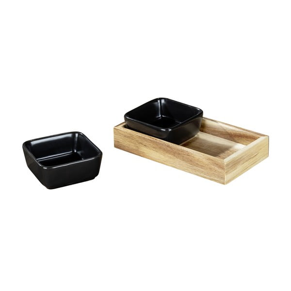 Boluri din ceramică neagră 2 buc. cu tavă Elo - Wenko-image-2