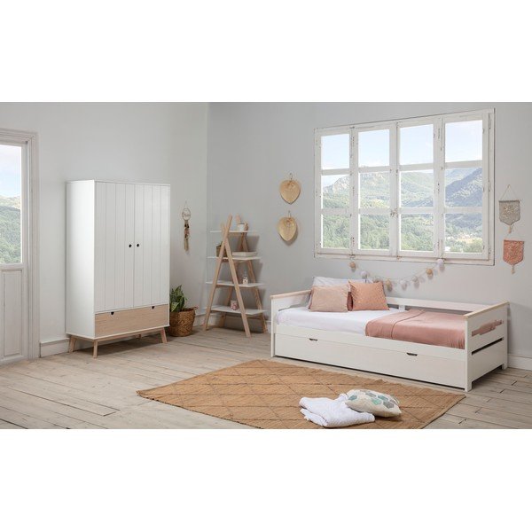 Dulap cu picioare din lemn de pin pentru copii Marckeric Kiara, alb-image-4
