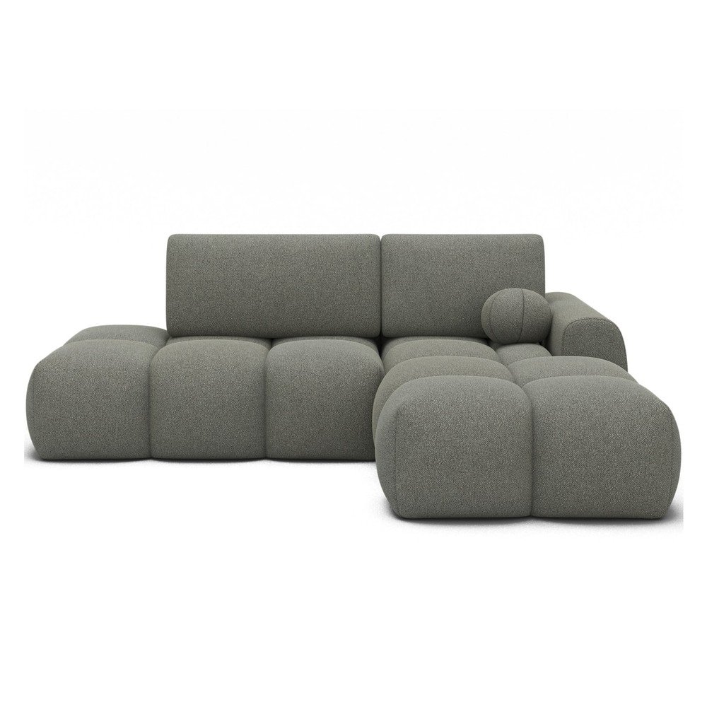 Colțar verde extensibil/cu spațiu de depozitare cu tapițerie din țesătură bouclé (cu colț pe partea dreaptă/cu șezlong) Vittario – ELTAP