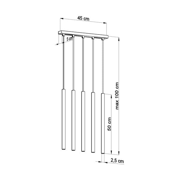 Lustră Sollux Fideus, lungime 45 cm, negru-image-4