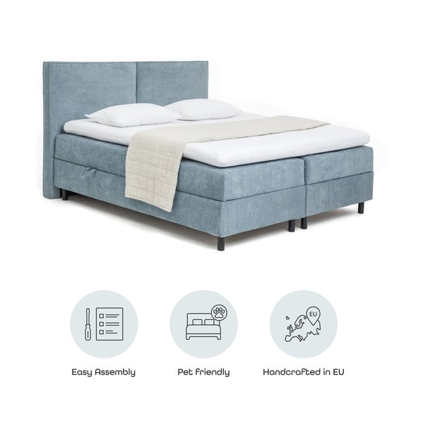 Pat boxspring albastru cu spațiu de depozitare 160x200 cm Elva Bold – Bonami Selection-image-4
