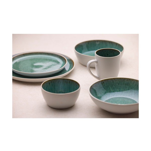 Farfurie albă/verde pentru desert  din gresie ø 21 cm Gastro White/Green – Bitz-image-3