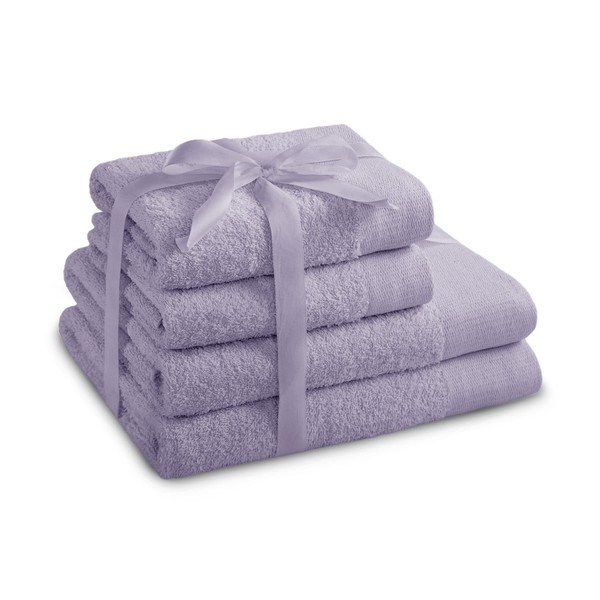 Prosoape de baie mov lavandă 4 buc. din bumbac din frotir Amari – Restilo