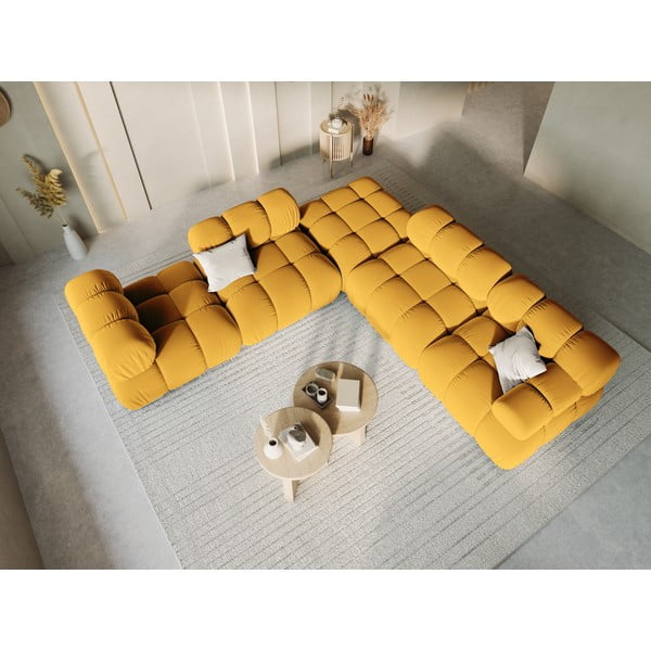 Taburet modular galben cu tapițerie din catifea Bellis – Micadoni Home-image-1