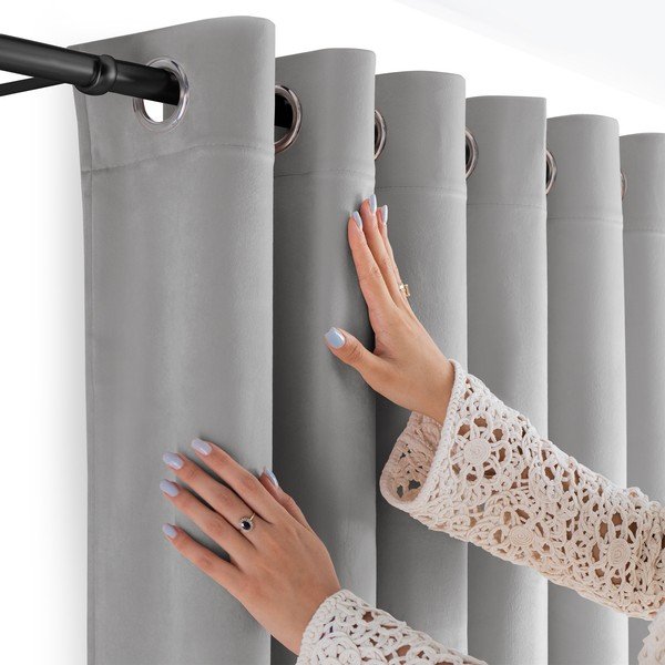 Draperie gri dimout (semi-opacă) din catifea 200x250 cm Velto – Filumi-image-2