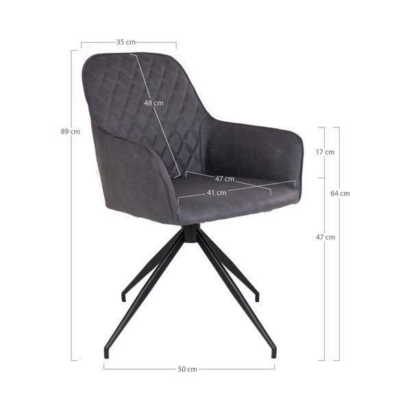 Scaun de sufragerie gri închis tapițat Harbo – House Nordic-image-3