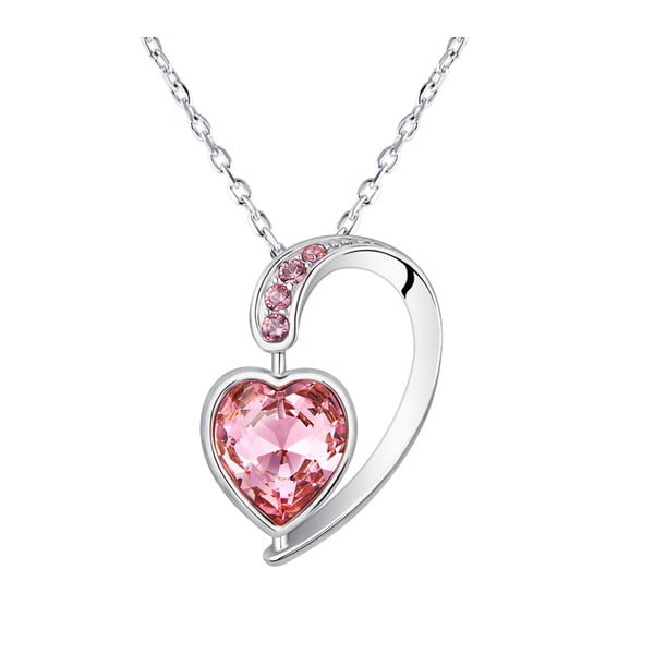 Colier cu cristale roz Swarovski Elements Crystals Heart Drop