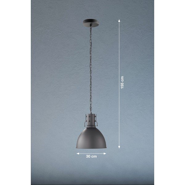 Lustră neagră cu abajur din metal ø 30 cm London – Fischer & Honsel-image-1