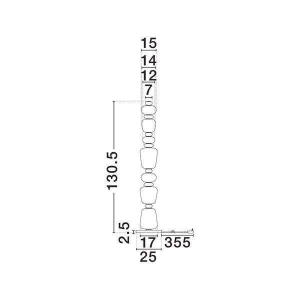Lampadar alb/auriu LED cu intensitate reglabilă din metal cu abajur din porțelan/cu abajur din sticlă (înălțime 130,5 cm) Palo – Nova Luce-image-3