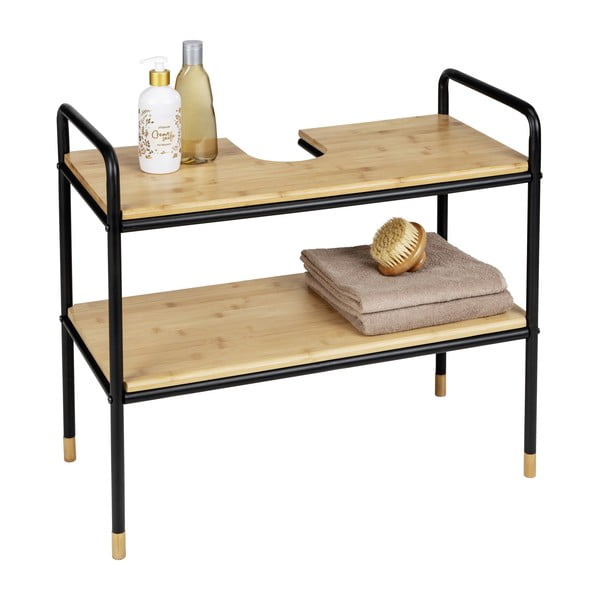 Dulap sub chiuvetă negru/natural  din bambus 70x60 cm Loft – Wenko-image-3