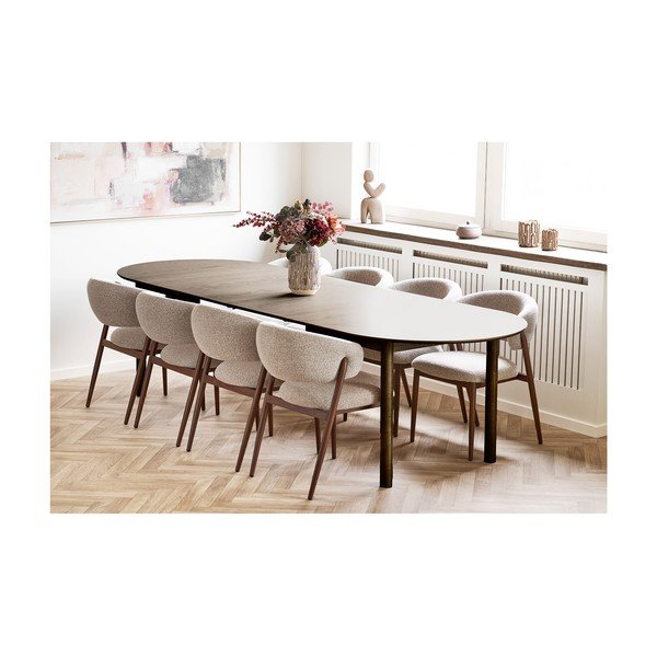 Masă de dining extensibilă cu aspect de lemn de stejar cu blat suplimentar Bundaberg – House Nordic-image-3