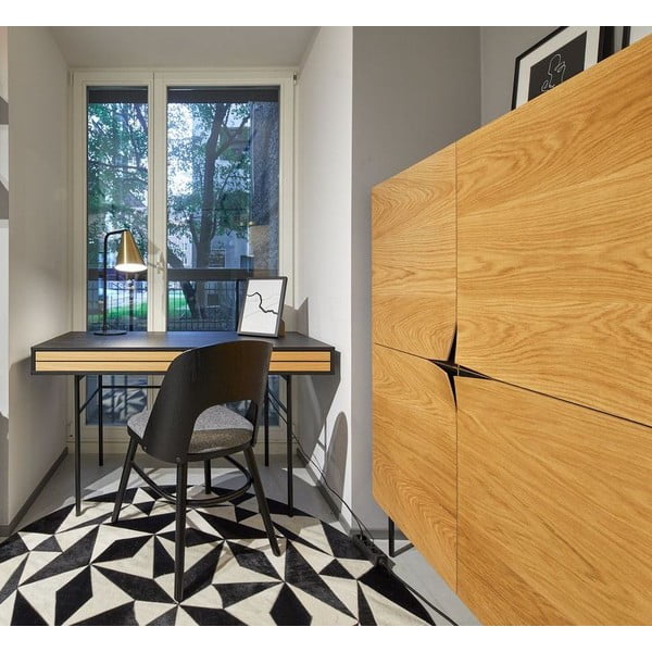 Birou Woodman Stripe, 130 x 60 cm, negru-image-1