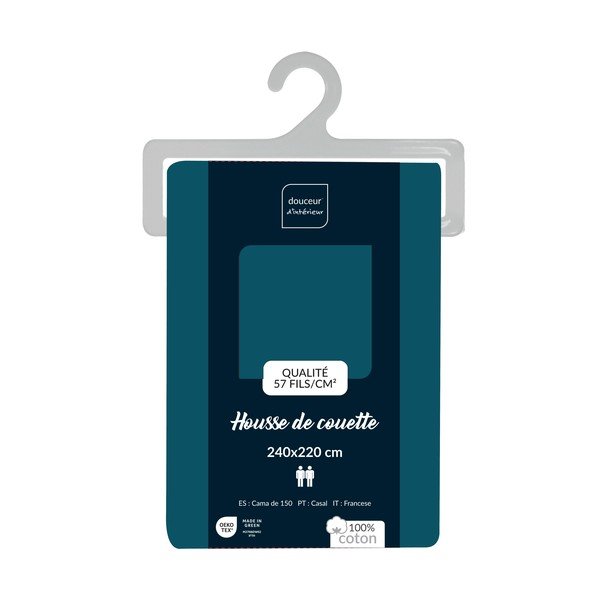 Husă de pilotă petrol din bumbac pentru pat dublu/extinsă 240x220 cm Lina – douceur d'intérieur-image-2