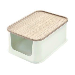 Cutie depozitare cu capac din lemn paulownia iDesign Eco Open, 21,3 x 30,2 cm, alb