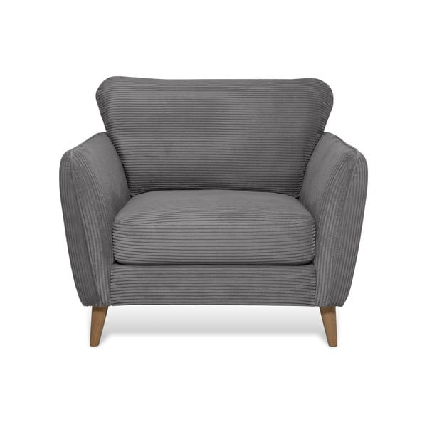 Fotoliu gri închis cu tapițerie din catifea reiată Paris – Scandic-image-2