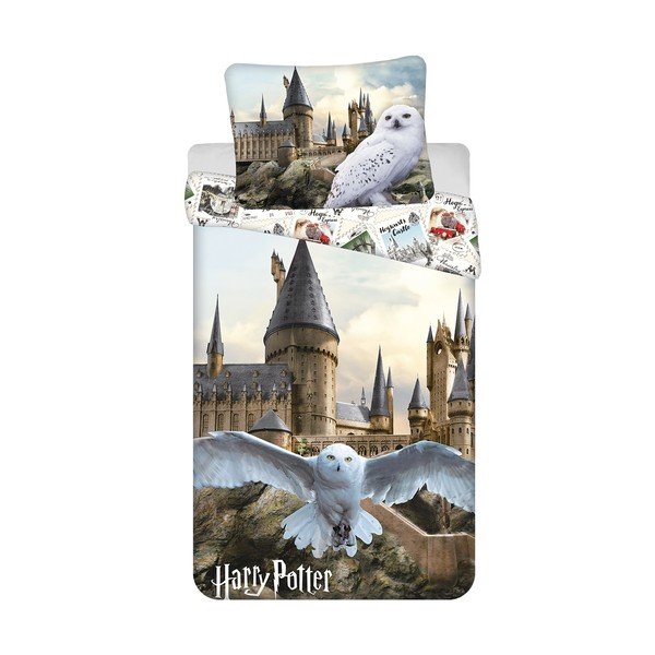 Lenjerie de pat pentru copii din bumbac pentru pat de o persoană 140x200 cm Harry Potter "Hedwig" – Jerry Fabrics