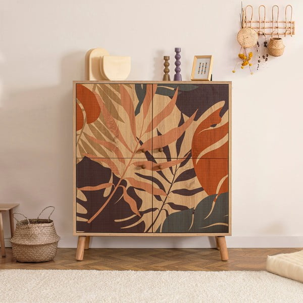 Dulap în culoare naturală cu aspect de lemn de stejar 95x111 cm Multilux – Kalune Design-image-1