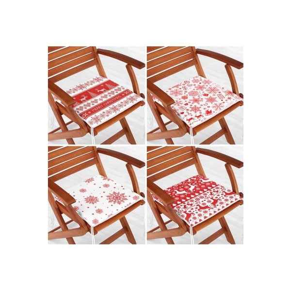 Perne de scaun 4 buc. 40x40 cm  cu model de Crăciun Snowflakes – Mila Home-image-1
