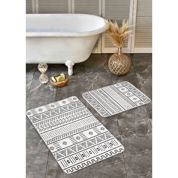 Covorașe de baie negre-albe 2 buc. 60x100 cm – Mila Home-image-4