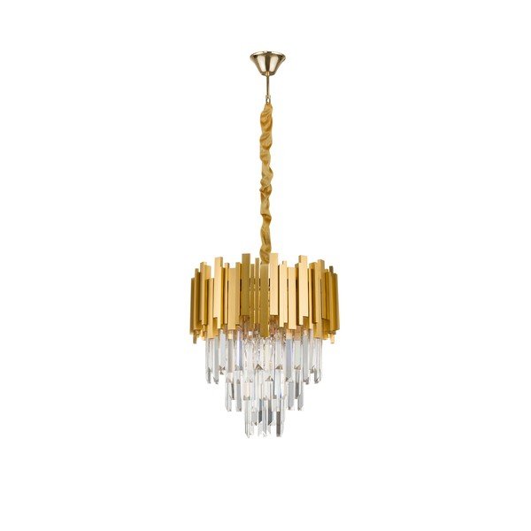 Lustră aurie din metal cu abajur din cristal ø 40 cm Grane – Nova Luce