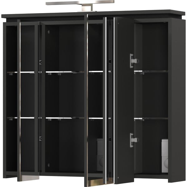 Dulap de baie gri antracit cu oglindă/cu iluminare 76x74 cm Modesto – Germania-image-2