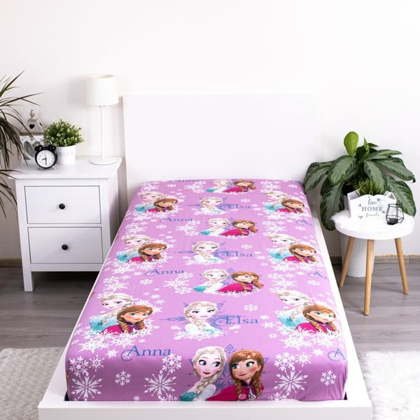 Cearceaf pentru copii din bumbac pentru pat de o persoană cu elastic 90x200 cm Frozen – Jerry Fabrics-image-2