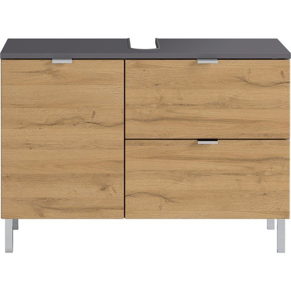 Dulap sub chiuvetă în decor de stejar Germania Mauresa, lățime 80 cm-image-2