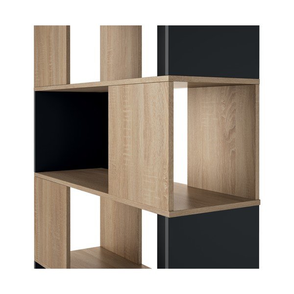 Bibliotecă neagră în decor stejar 98x180 cm Rossio - TemaHome -image-3