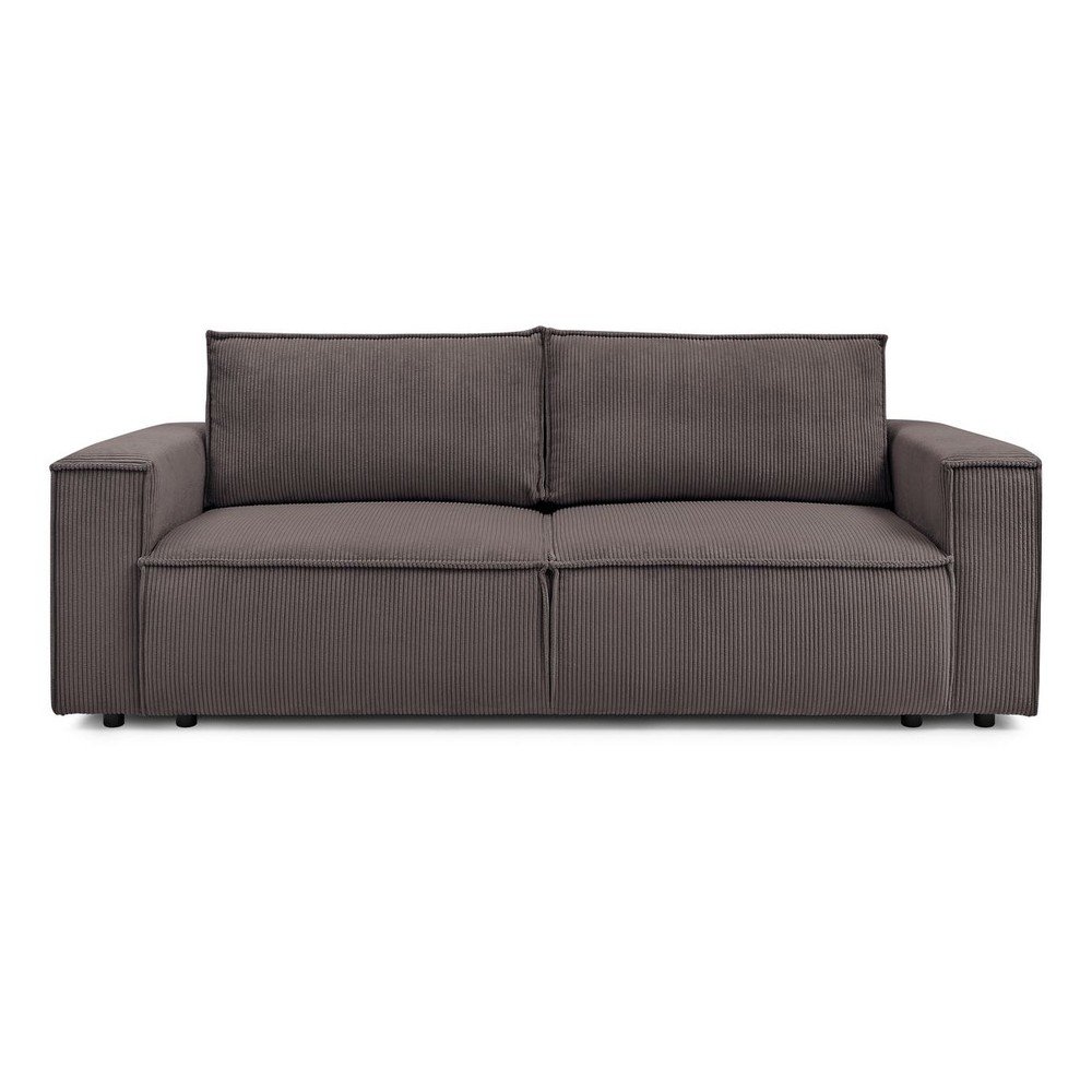 Canapea taupe extensibilă cu tapițerie din catifea reiată 245 cm Nihad – Bobochic Paris