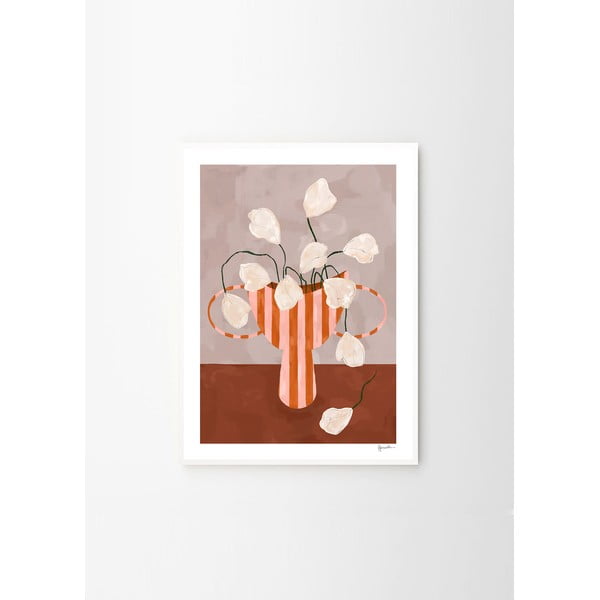 Poster 50x70 cm White Flowers in Striped Vase – Frankie Penwill – The Poster Club-image-4