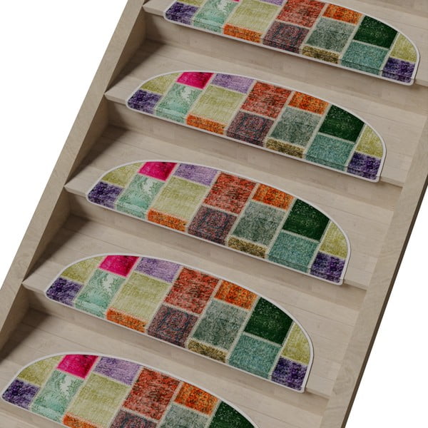 Covorașe pentru scări 16 buc. 20x65 cm Patchwork – Vitaus-image-1