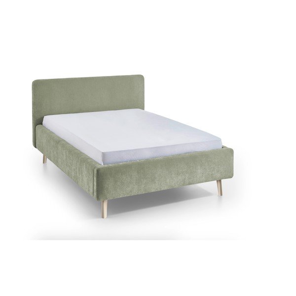 Pat matrimonial verde deschis tapițat cu somieră 120x200 cm Mattis – Meise Möbel