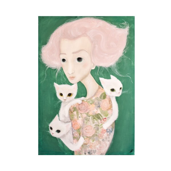 Poster de autor, Léna Brauner, Domnișoara cu malvine, 60 x 82 cm