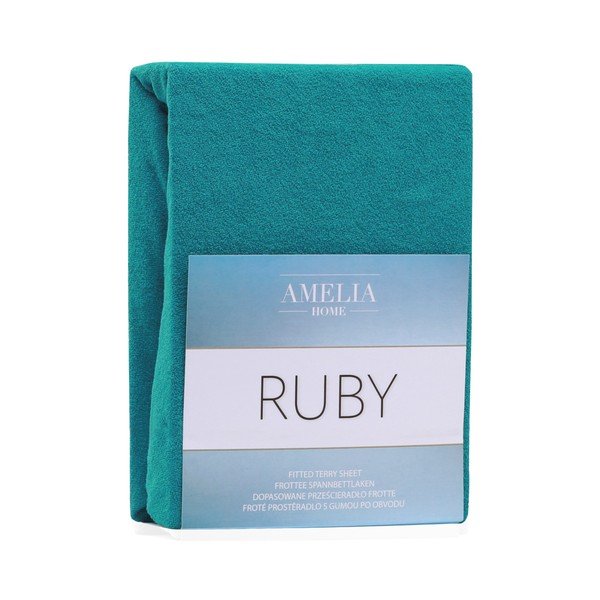 Cearșaf elastic pentru pat dublu AmeliaHome Ruby Siesta, 180-200 x 200 cm, turcoaz-image-1