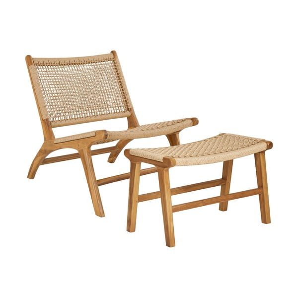 Fotoliu cu taburet în culoare naturală țesut Derby – House Nordic