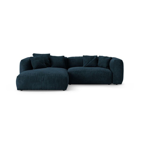 Colțar modular albastru închis extensibil cu tapițerie din catifea (cu colț pe partea stângă/cu șezlong) – Micadoni 