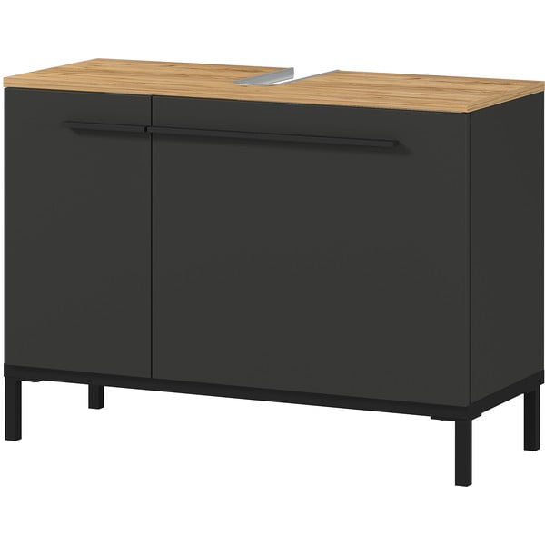 Dulap gri închis sub chiuvetă cu aspect de stejar 80x59 cm Yonkers - Germania-image-3