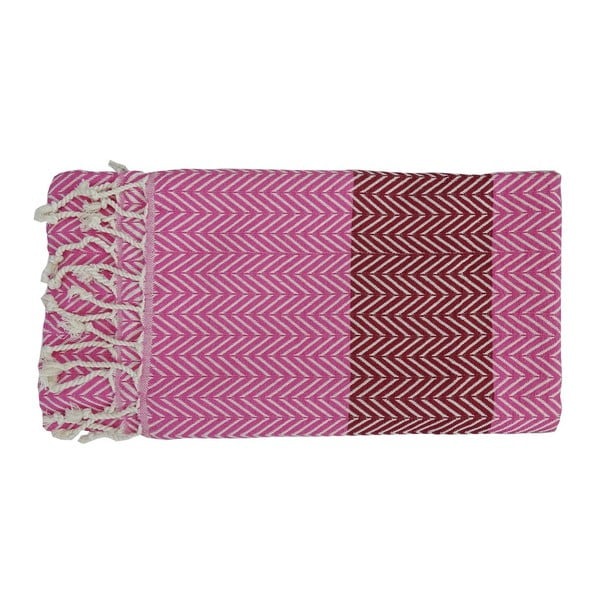 Prosop țesut manual din bumbac premium Damla, 100 x 80 cm, roz