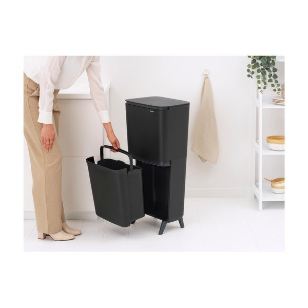 Coș de gunoi gri închis pentru reciclare 25+10+10 l din plastic SortUp Recycle Hi – Brabantia-image-2