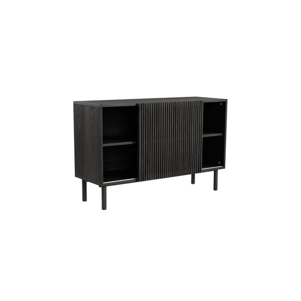 Dulap negru cu aspect de lemn de frasin cu ușă glisantă 124x80x45 cm Sion – Jotex-image-2