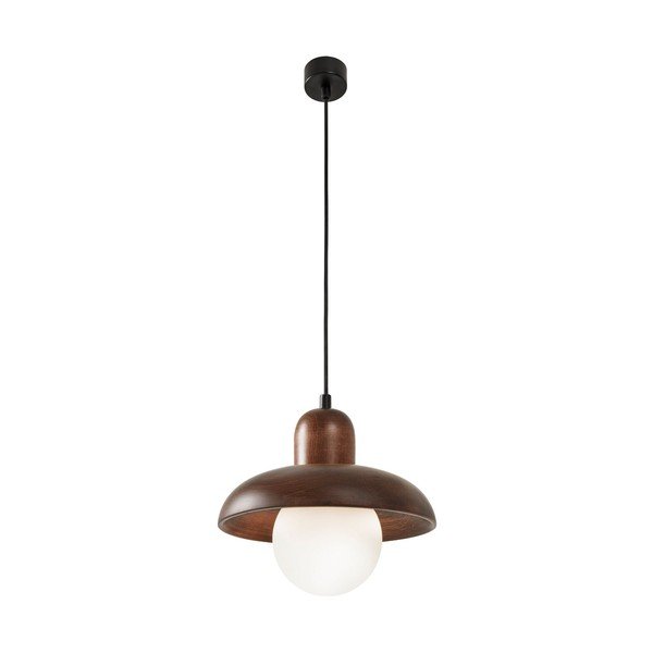 Lustră maro cu abajur din lemn ø 25 cm Elsa – Opviq lights