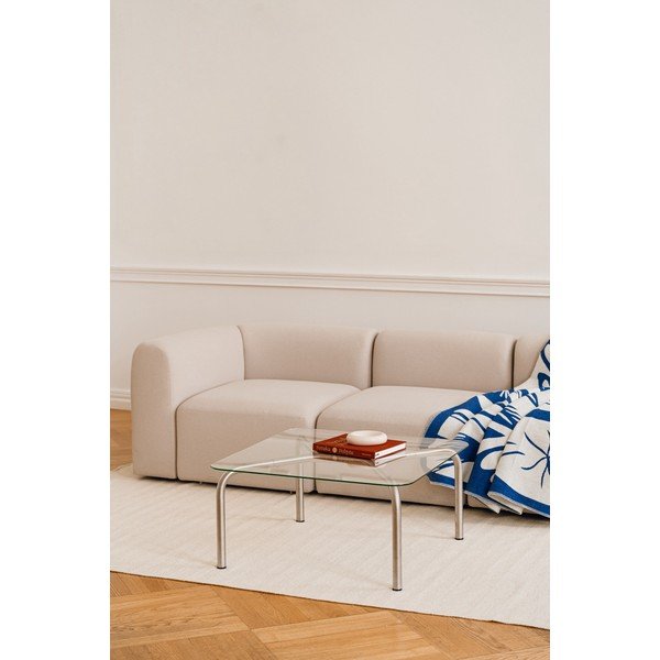 Măsuță de cafea argintie cu blat din sticlă 60x80 cm Uku – noo.ma-image-1